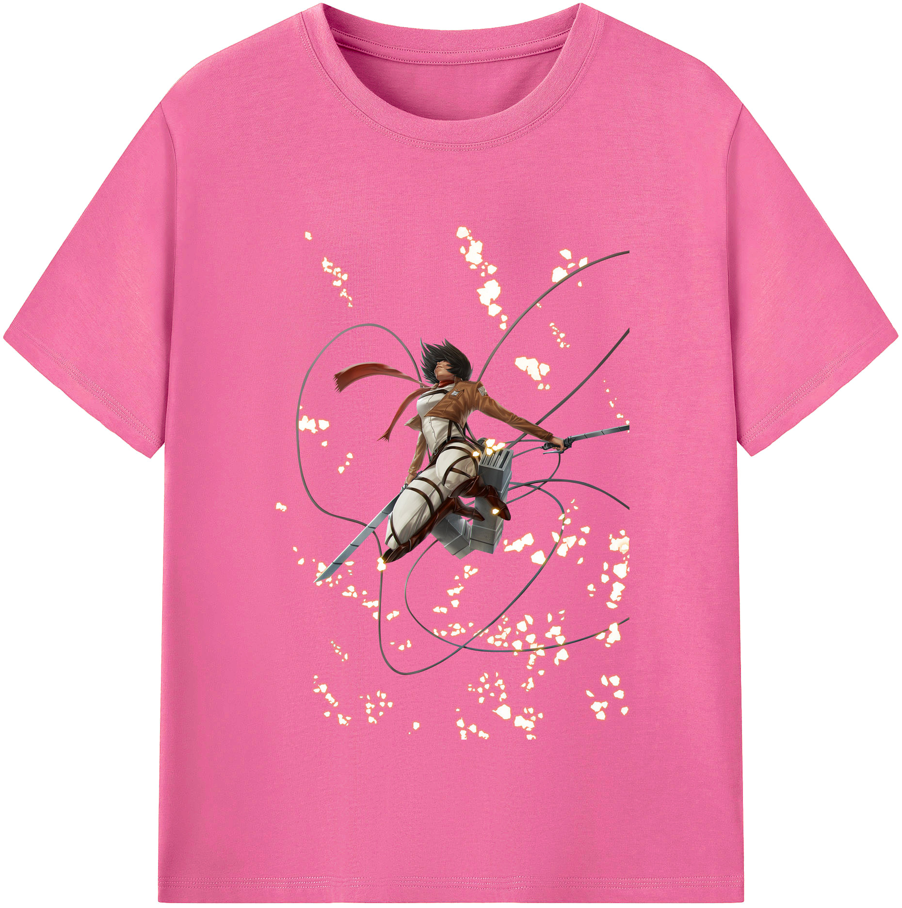 （画像用） 進撃の巨人 ミカサ·アッカーマン Attack on Titan Mikasa Ackerman レディースカジュアルプリントTシャツ（綿100％）